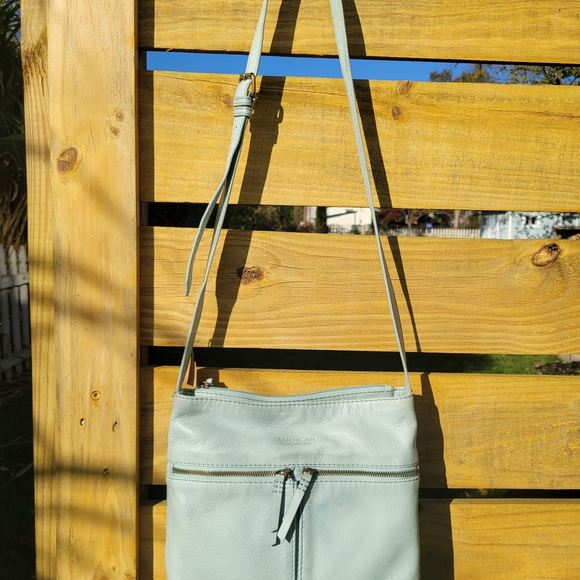 American Leather Crossbody Bag - Soft Blue - Picture 2 of 11